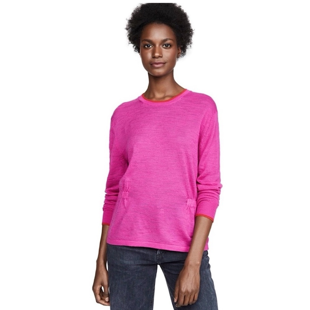 Veronica Beard Charlene Cinched Wool Pullover Sweater Pink Size